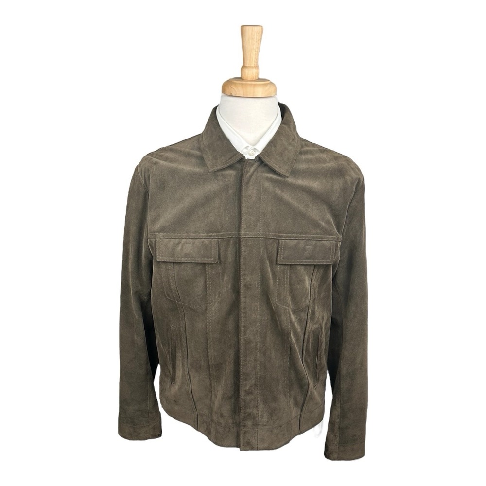 Vince Deep Brown Calf Suede Mens Unlined Trucker Jacket Large L M3758-4498